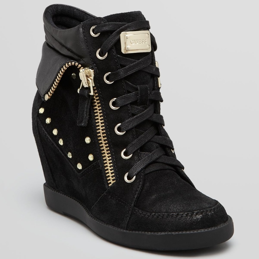 Guess Hitzo Black Wedge Sneakers